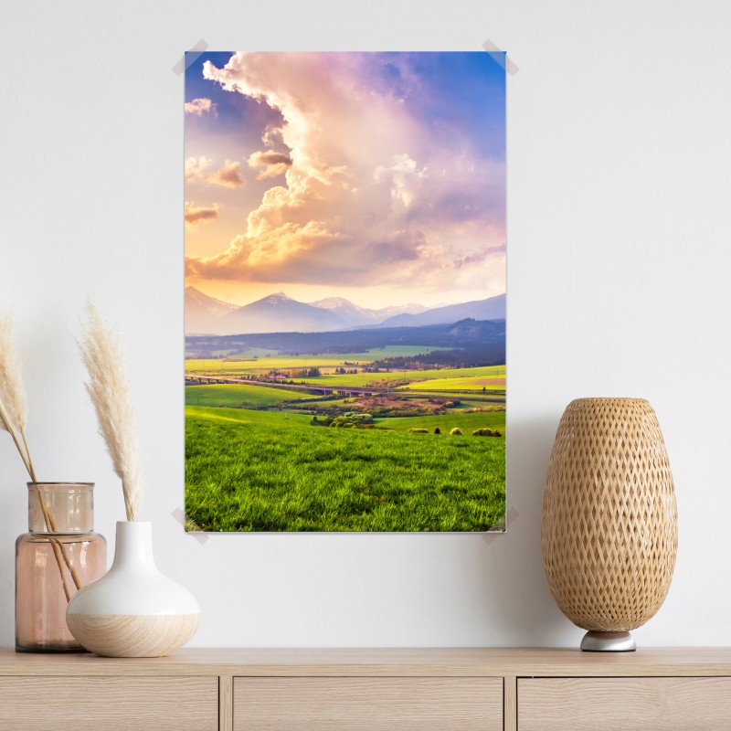 Plakat panorama wiosennej doliny górskiej, Tatry Słowacja – Wallissimo® Plakat panorama wiosennej doliny górskiej, Tatry Słowacja – Wallissimo®