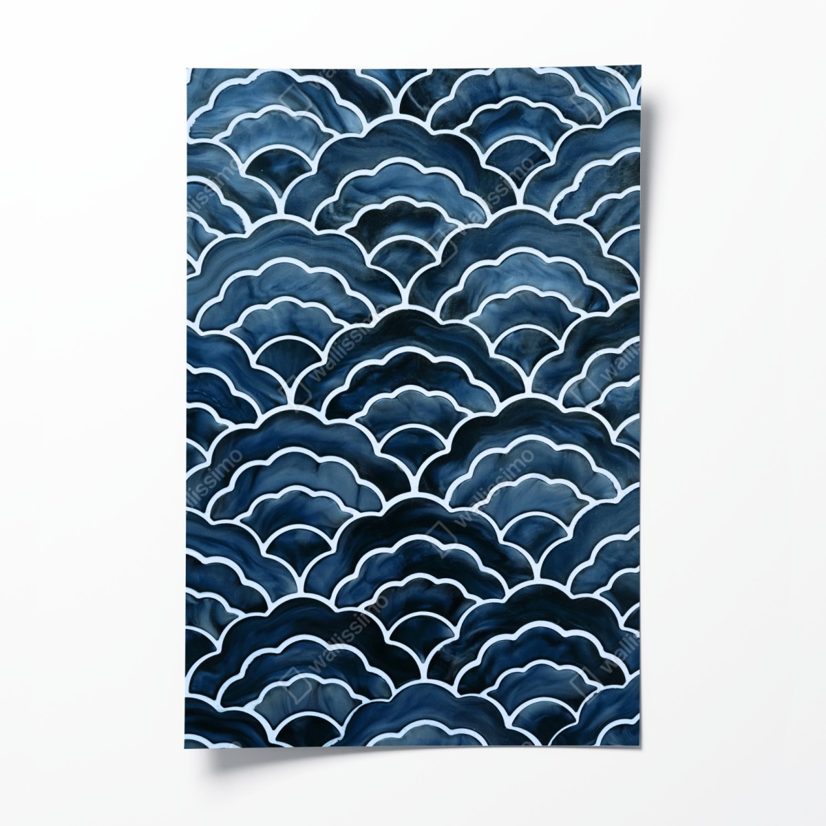 Poster japanese blue wave pattern