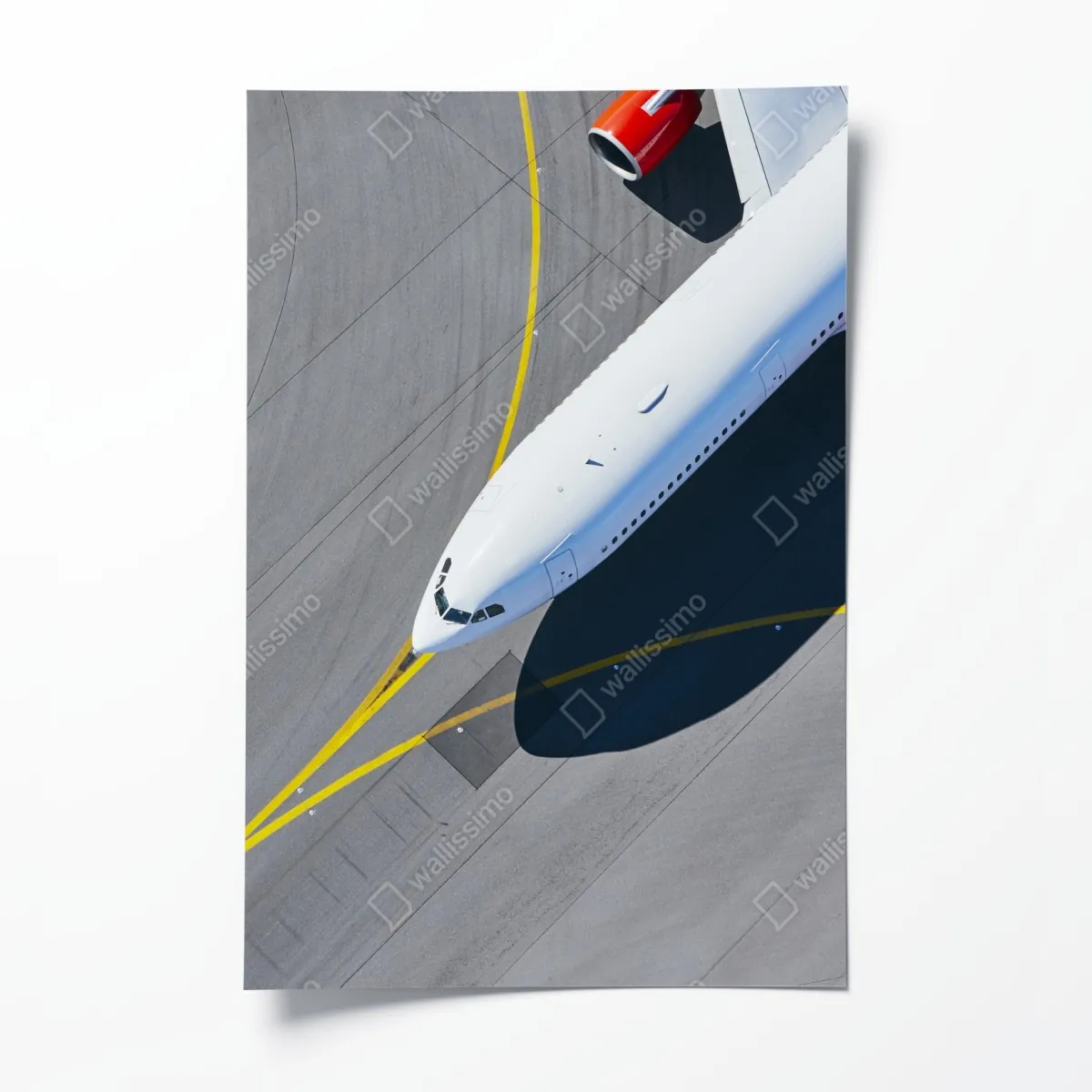 Plakat widok z lotu ptaka na samolot na płycie lotniska – Wallissimo® Plakat widok z lotu ptaka na samolot na płycie lotniska – Wallissimo®