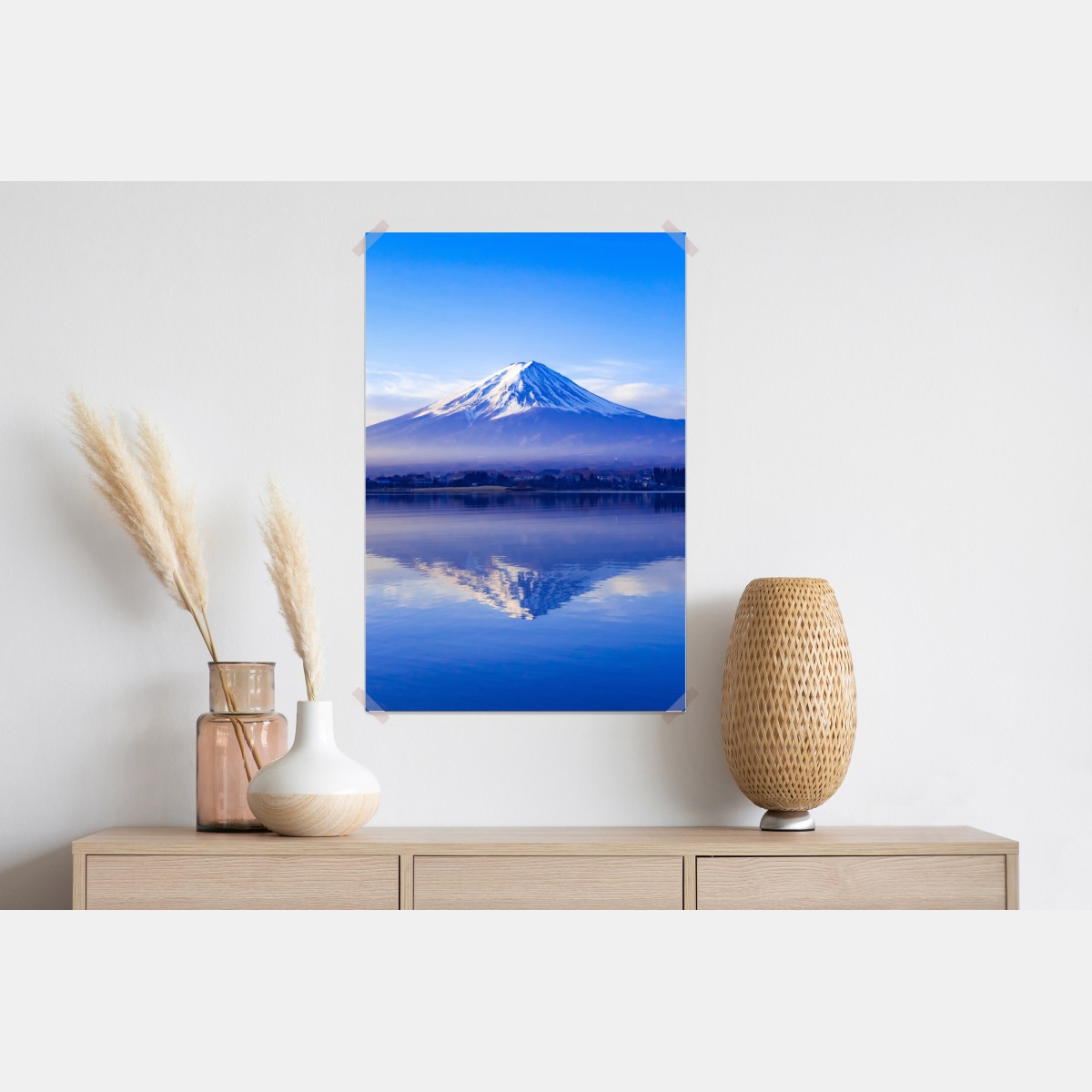 Plakat Góra Fuji poranne odbicie nad jeziorem – Wallissimo® Plakat Góra Fuji poranne odbicie nad jeziorem – Wallissimo®