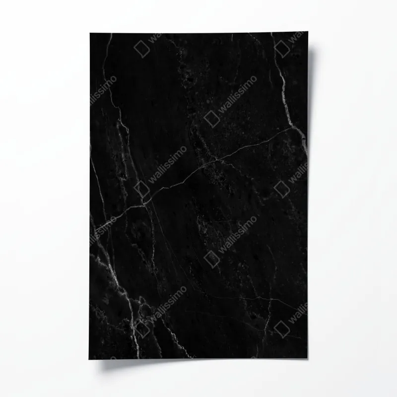 Plakat czarny marmur z białymi żyłkami