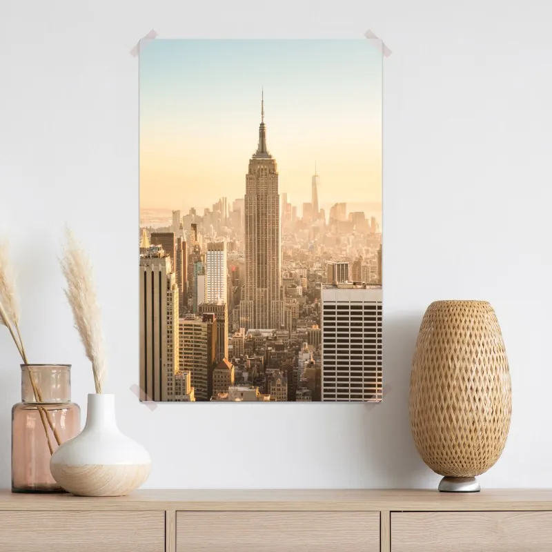 Plakat panorama Nowego Jorku o złotej porze – Wallissimo® Plakat panorama Nowego Jorku o złotej porze – Wallissimo®