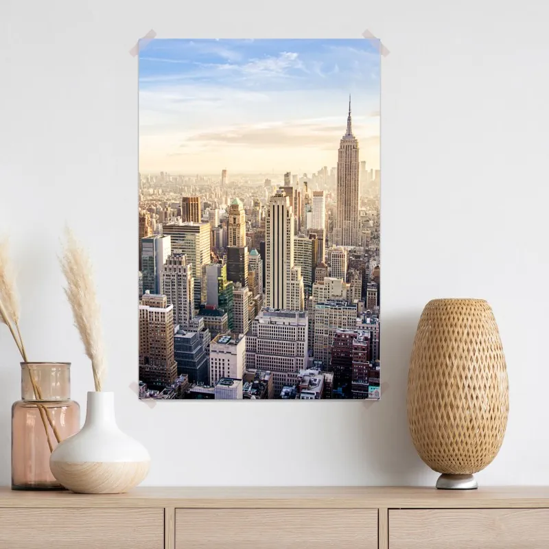 Plakat panorama Nowego Jorku o wschodzie słońca – Wallissimo® Plakat panorama Nowego Jorku o wschodzie słońca – Wallissimo®