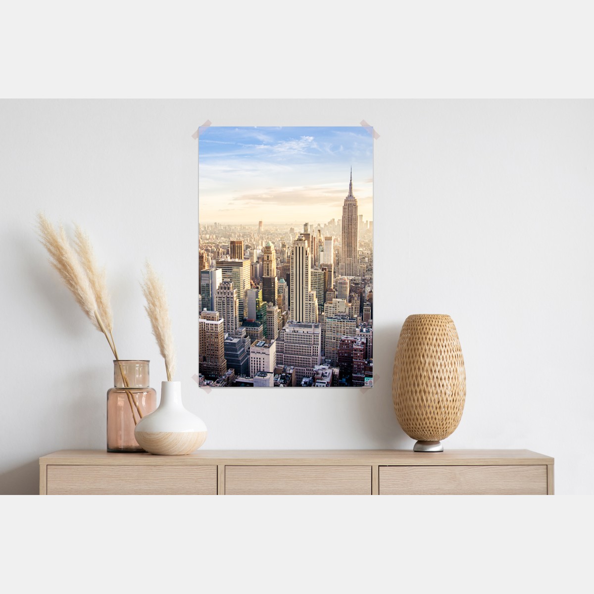 Plakat panorama Nowego Jorku o wschodzie słońca – Wallissimo® Plakat panorama Nowego Jorku o wschodzie słońca – Wallissimo®