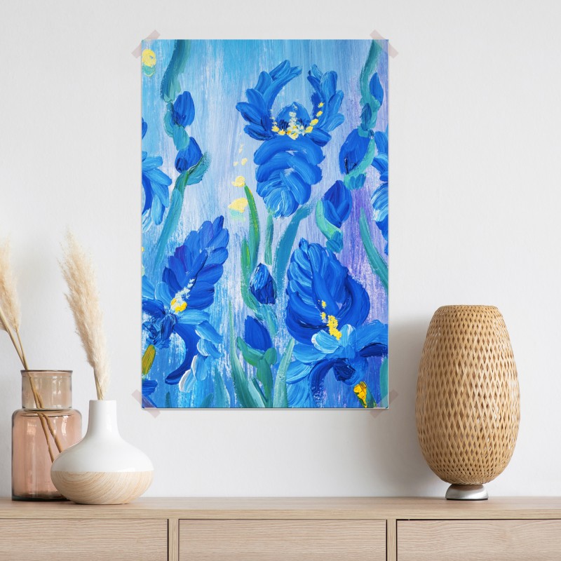Plakat żywy niebieski bukiet irysów – Wallissimo® Plakat żywy niebieski bukiet irysów – Wallissimo®