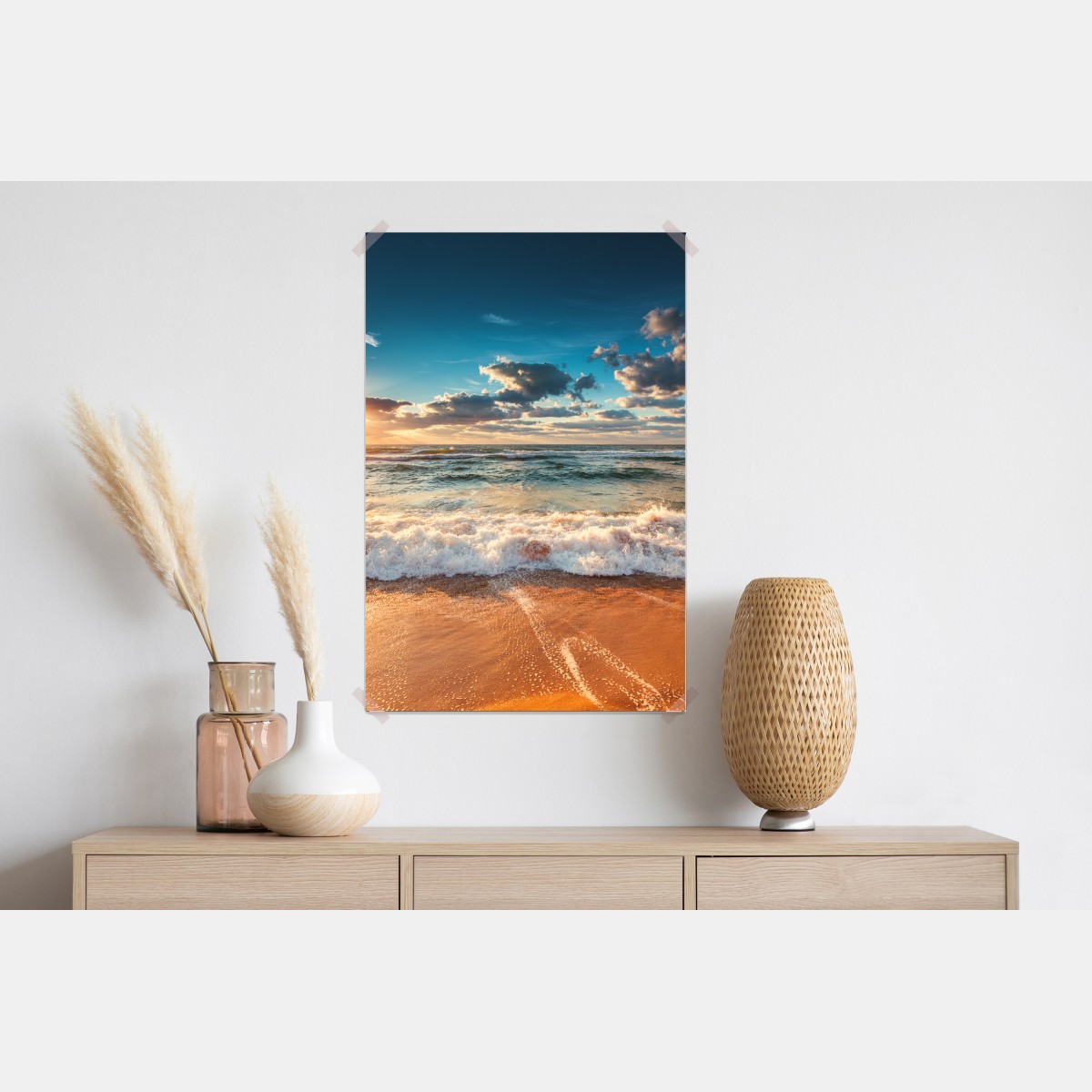 Plakat złoty wschód słońca nad brzegiem morza – Wallissimo® Plakat złoty wschód słońca nad brzegiem morza – Wallissimo®