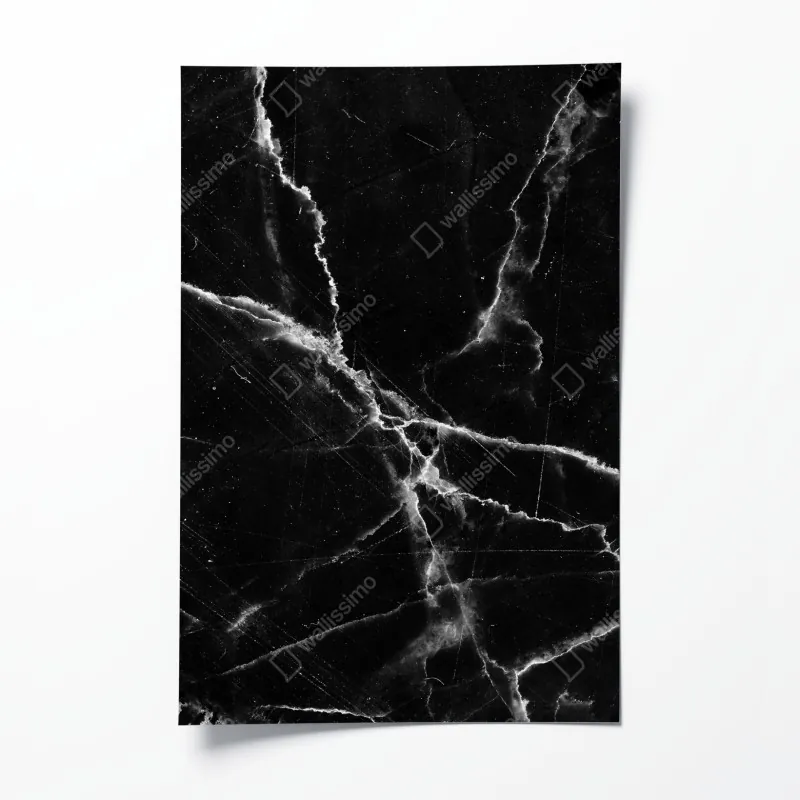 Plakat czarny marmur z żyłami
