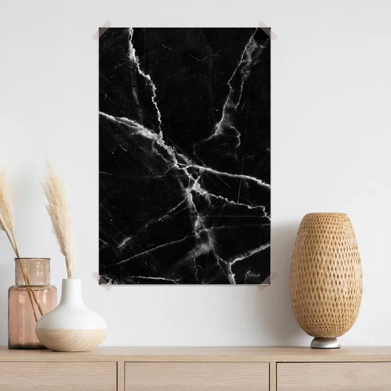 Plakat czarny marmur z żyłami – Wallissimo® Plakat czarny marmur z żyłami – Wallissimo®