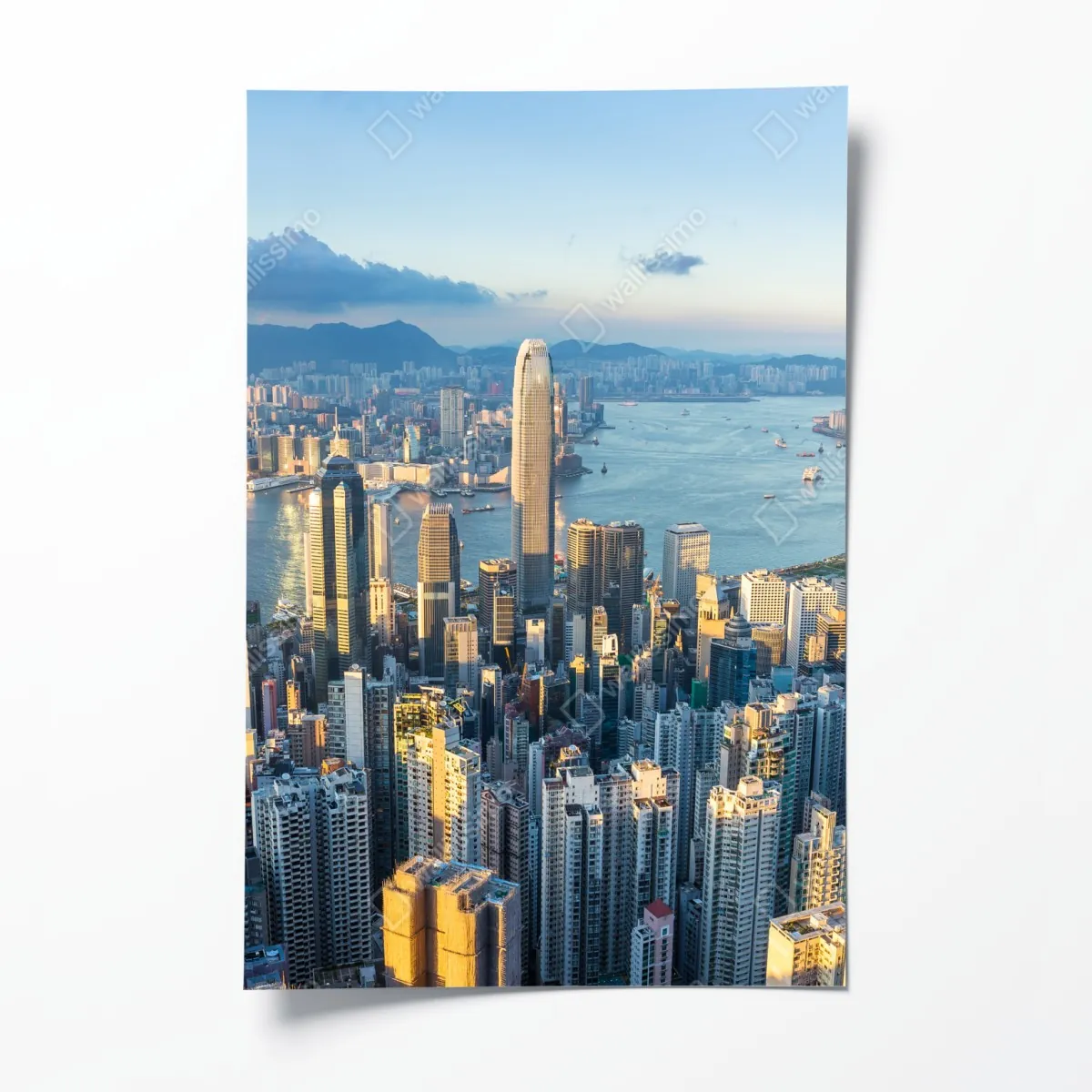Plakat panorama Hongkongu o zachodzie słońca – Wallissimo® Plakat panorama Hongkongu o zachodzie słońca – Wallissimo®