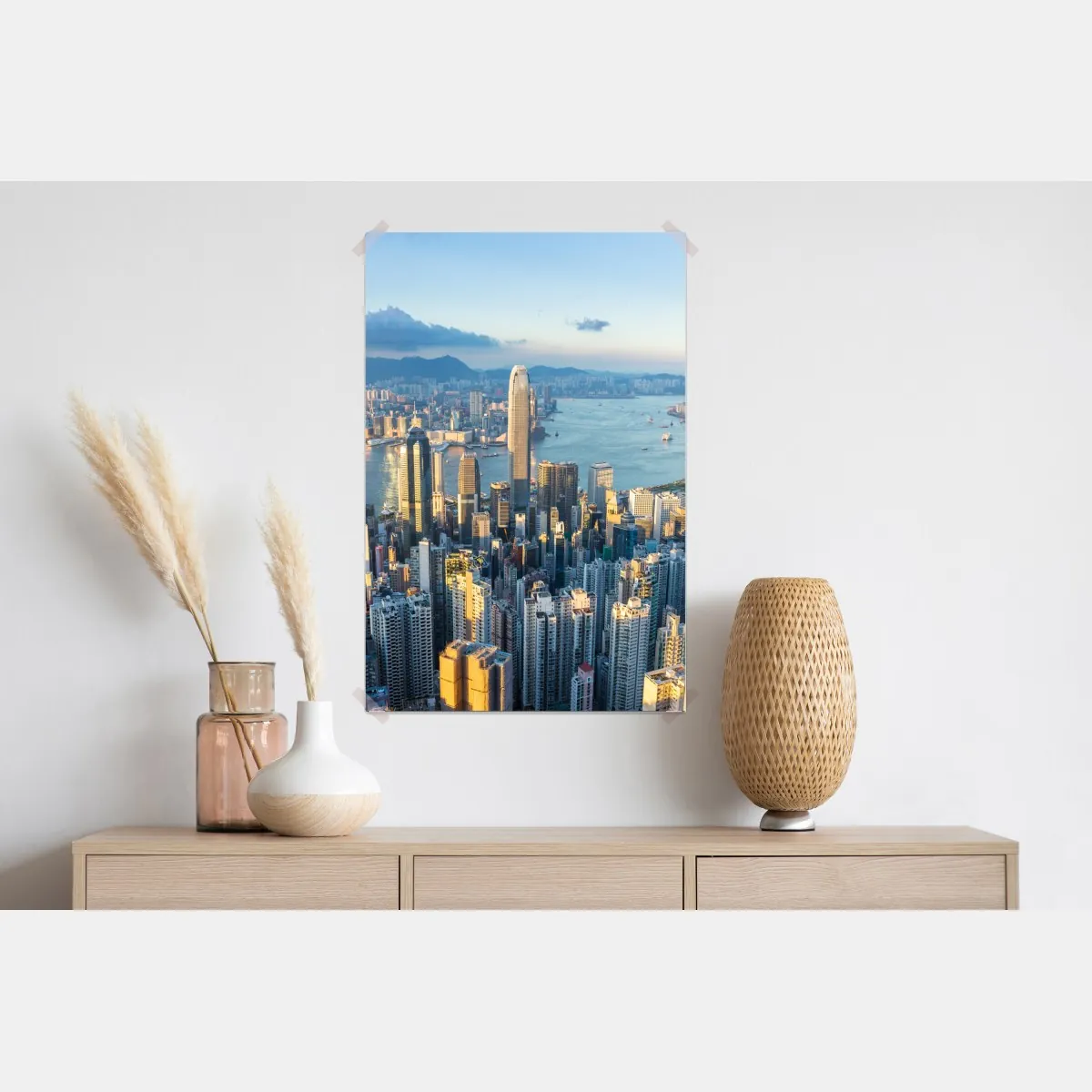 Plakat panorama Hongkongu o zachodzie słońca – Wallissimo® Plakat panorama Hongkongu o zachodzie słońca – Wallissimo®