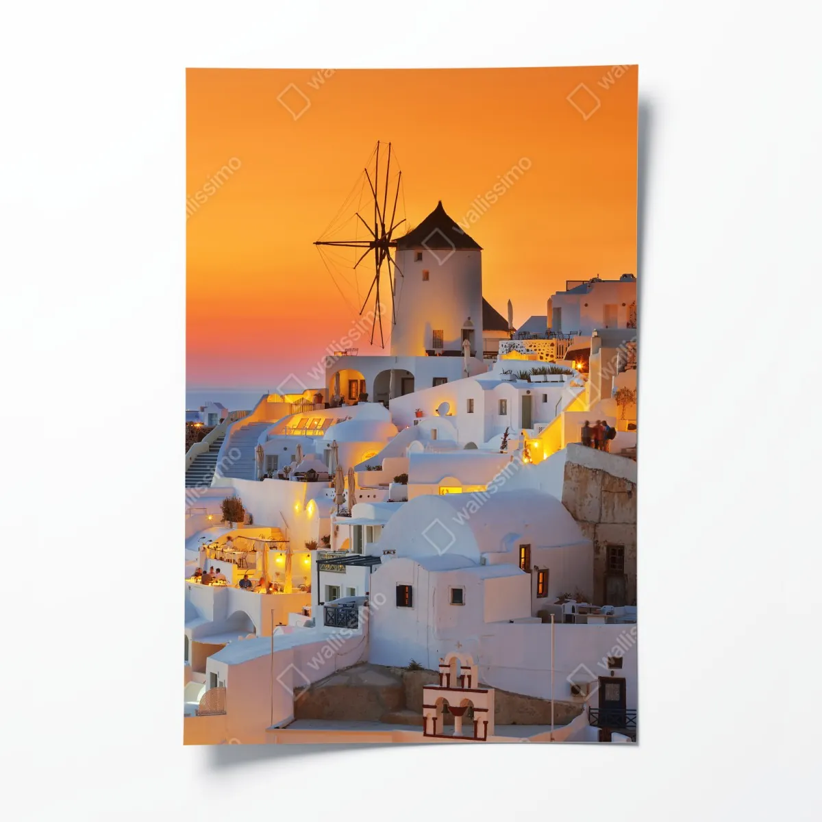 Plakat złoty zachód słońca w Oia, Santorini – Wallissimo® Plakat złoty zachód słońca w Oia, Santorini – Wallissimo®