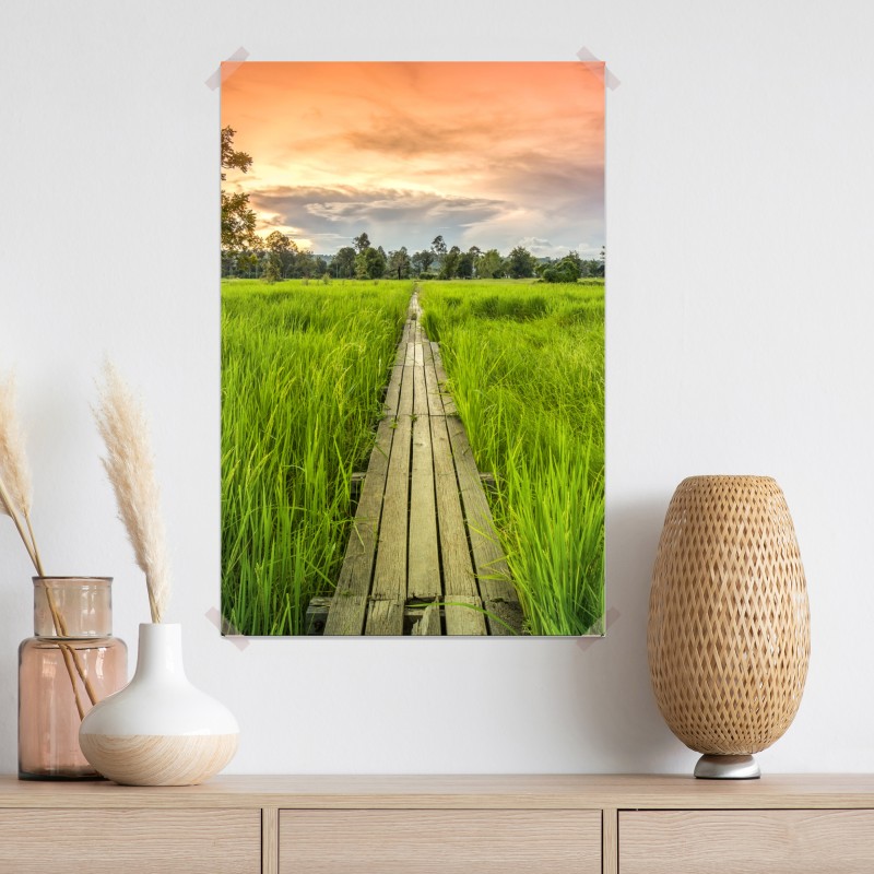 Plakat zachód słońca nad drewnianym mostem w Khonburi – Wallissimo® Plakat zachód słońca nad drewnianym mostem w Khonburi – Wallissimo®