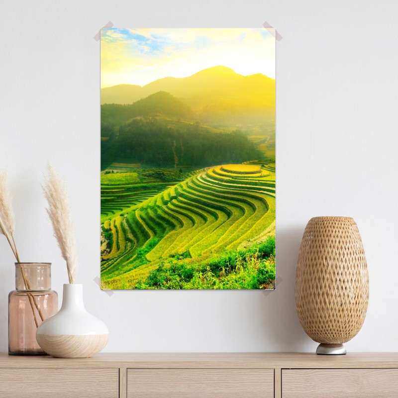 Plakat złote tarasy ryżowe o wschodzie słońca – Wallissimo® Plakat złote tarasy ryżowe o wschodzie słońca – Wallissimo®