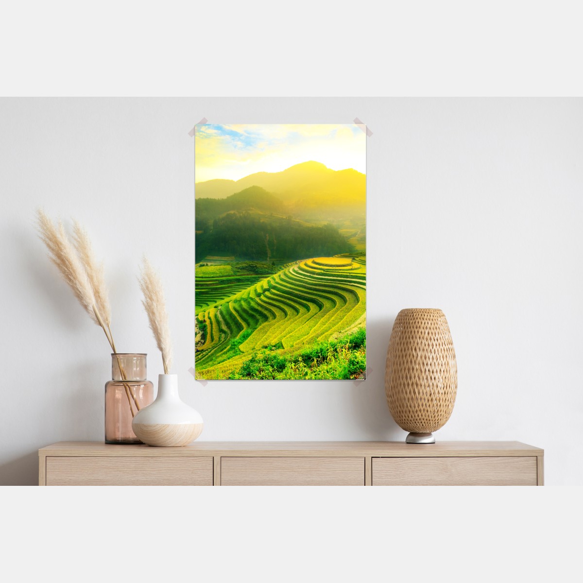 Plakat złote tarasy ryżowe o wschodzie słońca – Wallissimo® Plakat złote tarasy ryżowe o wschodzie słońca – Wallissimo®