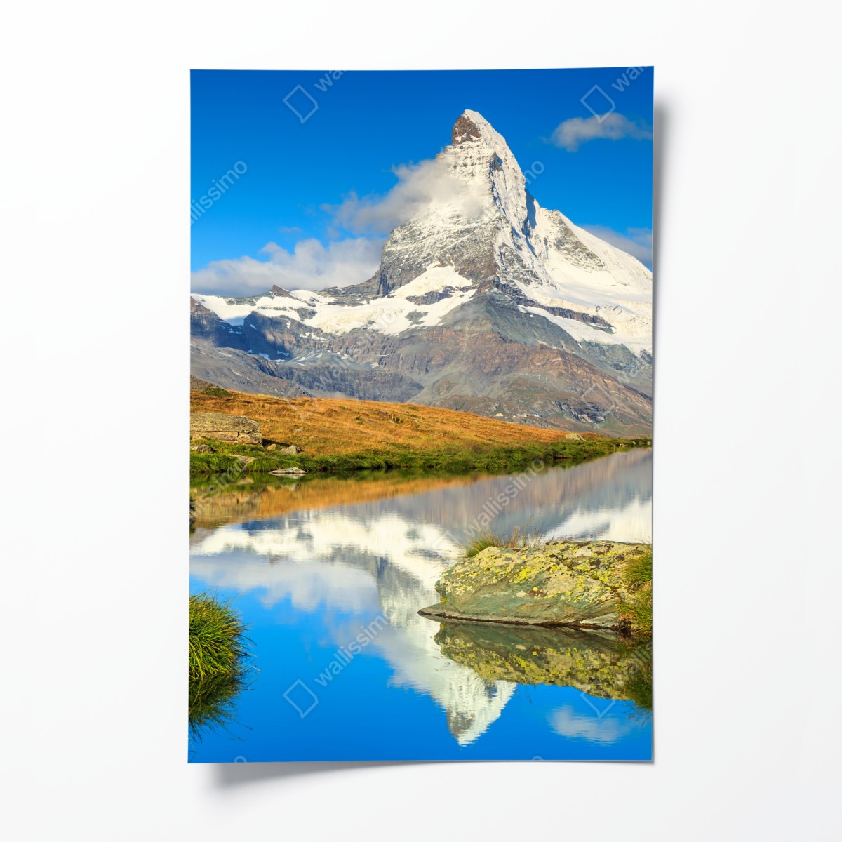 Poster majestic Matterhorn reflection in alpine lake