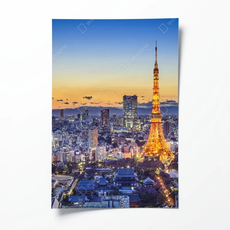 Plakat elegancki złoty geometryczny wzór liści – Wallissimo®