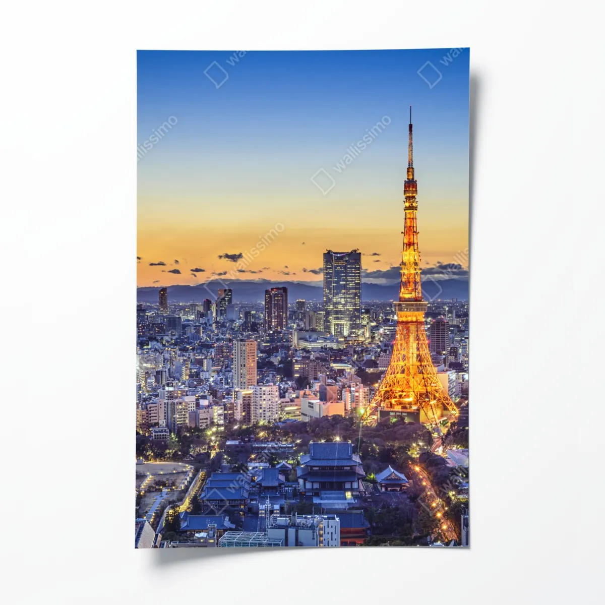 Plakat Wieża Tokijska o zmierzchu nad panoramą Tokio – Wallissimo® Plakat Wieża Tokijska o zmierzchu nad panoramą Tokio – Wallissimo®