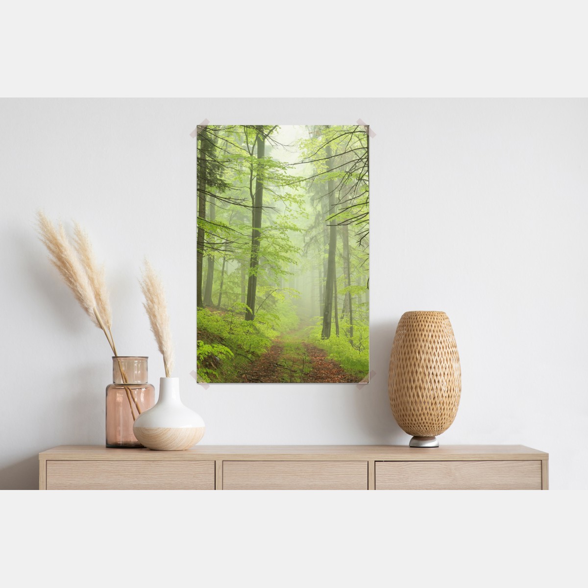 Plakat mglisty zielony leśny szlak – Wallissimo® Plakat mglisty zielony leśny szlak – Wallissimo®