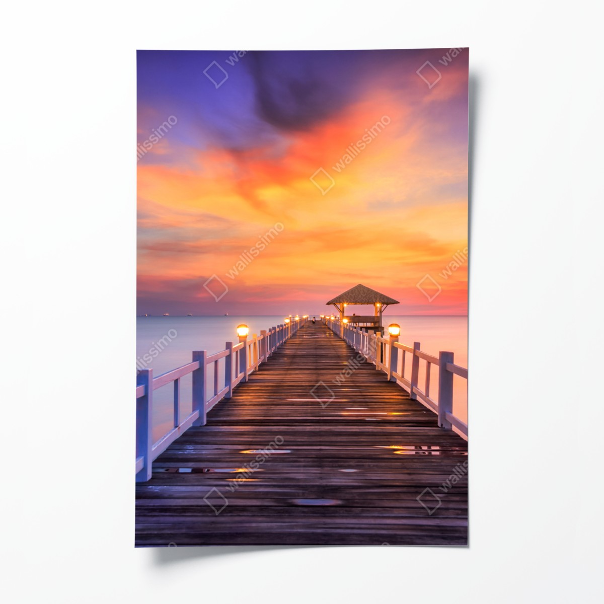 Poster wooden pier at sunrise