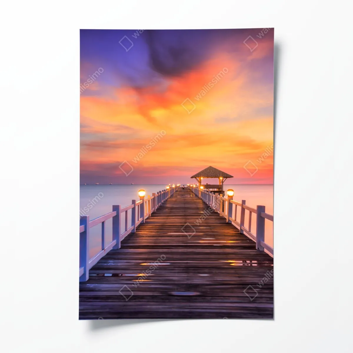 Plakat drewniany pomost o wschodzie słońca – Wallissimo® Plakat drewniany pomost o wschodzie słońca – Wallissimo®