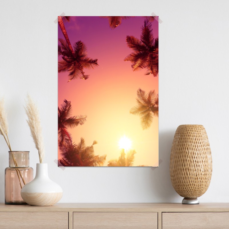 Plakat tropikalny zachód słońca z sylwetkami palm – Wallissimo® Plakat tropikalny zachód słońca z sylwetkami palm – Wallissimo®