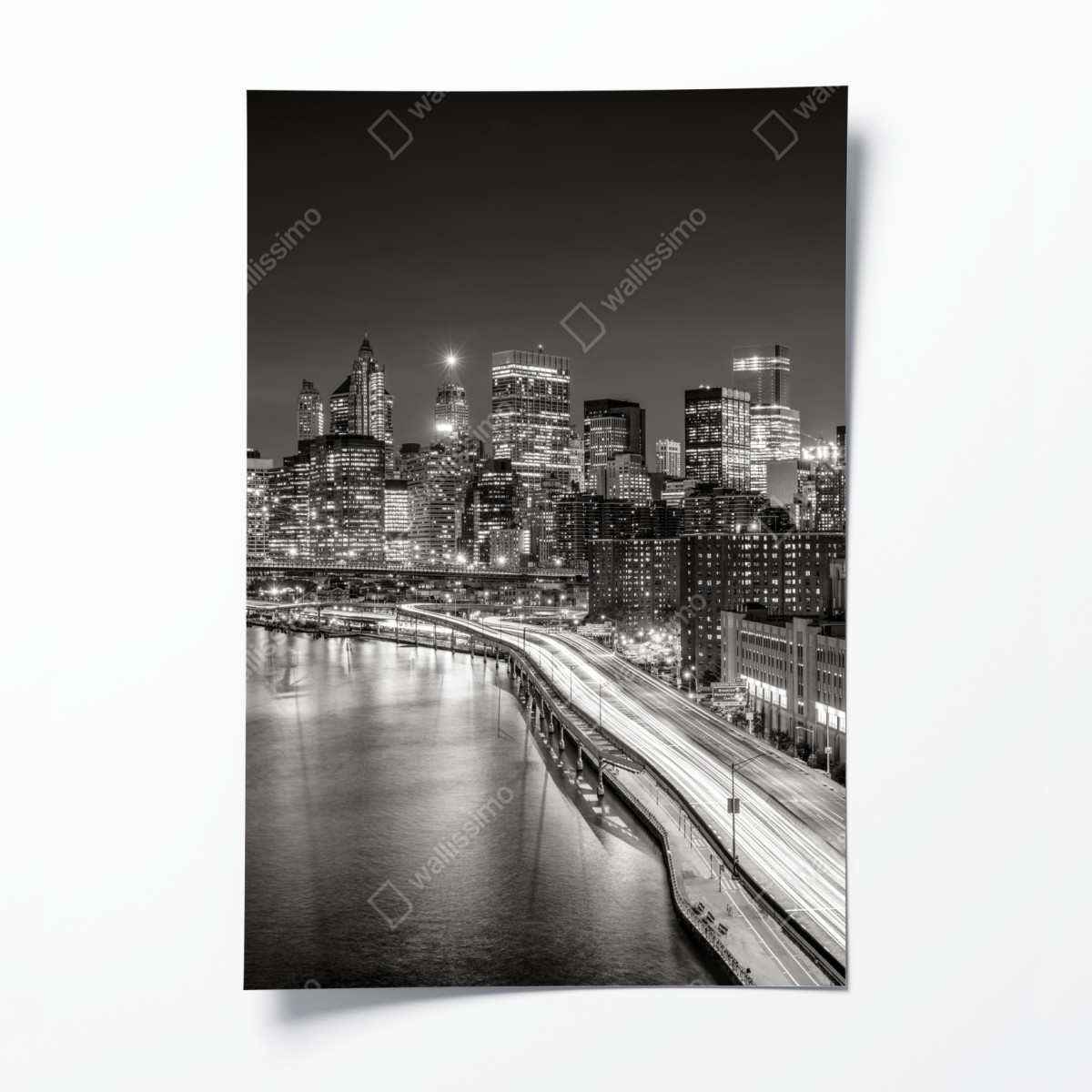 Poster monochrome city skyline at night