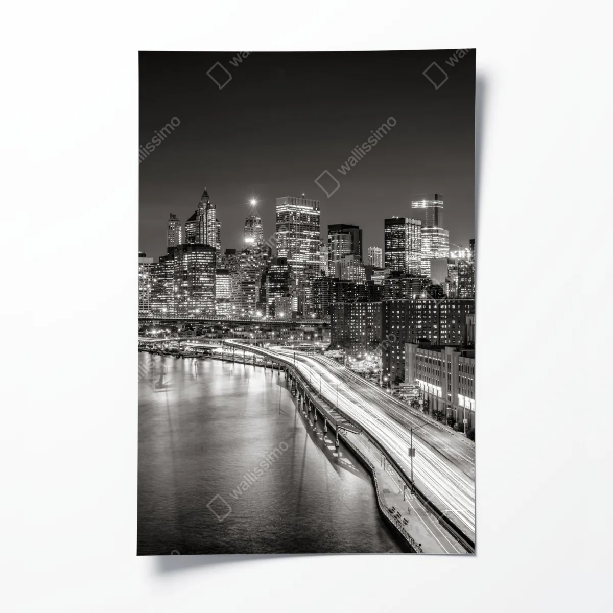 Plakat czarno-biała panorama miasta nocą – Wallissimo® Plakat czarno-biała panorama miasta nocą – Wallissimo®