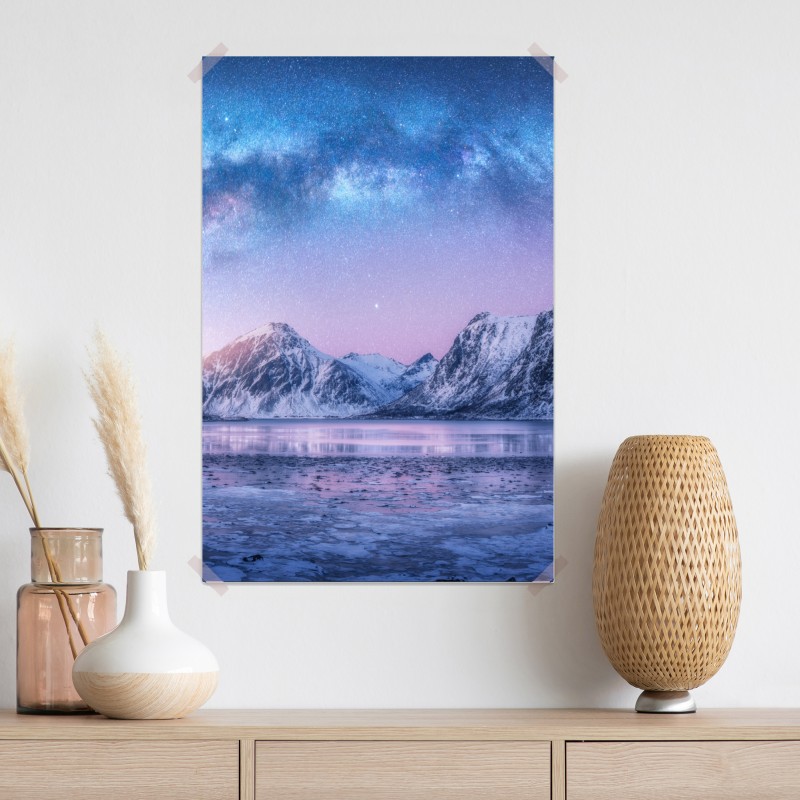 Plakat spokojna arktyczna noc w górach pod drogą mleczną – Wallissimo® Plakat spokojna arktyczna noc w górach pod drogą mleczną – Wallissimo®