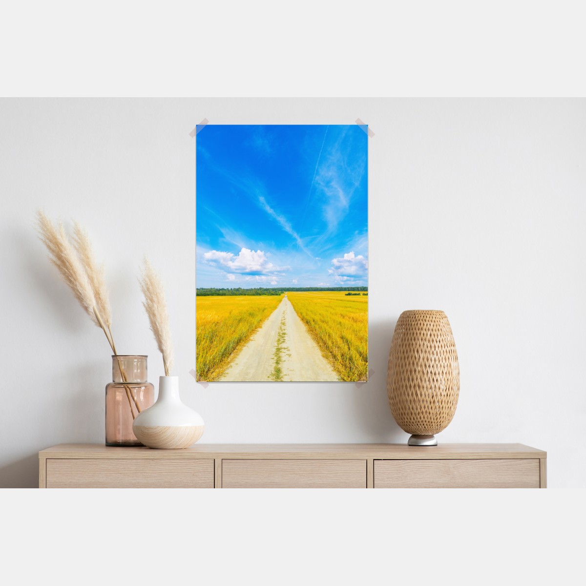 Plakat złote pole pod szerokim błękitnym niebem – Wallissimo® Plakat złote pole pod szerokim błękitnym niebem – Wallissimo®