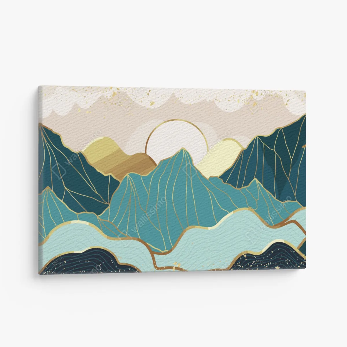 Obraz na płótnie turkusowe góry o złotych akcentach – Wallissimo® Obraz na płótnie turkusowe góry o złotych akcentach – Wallissimo®