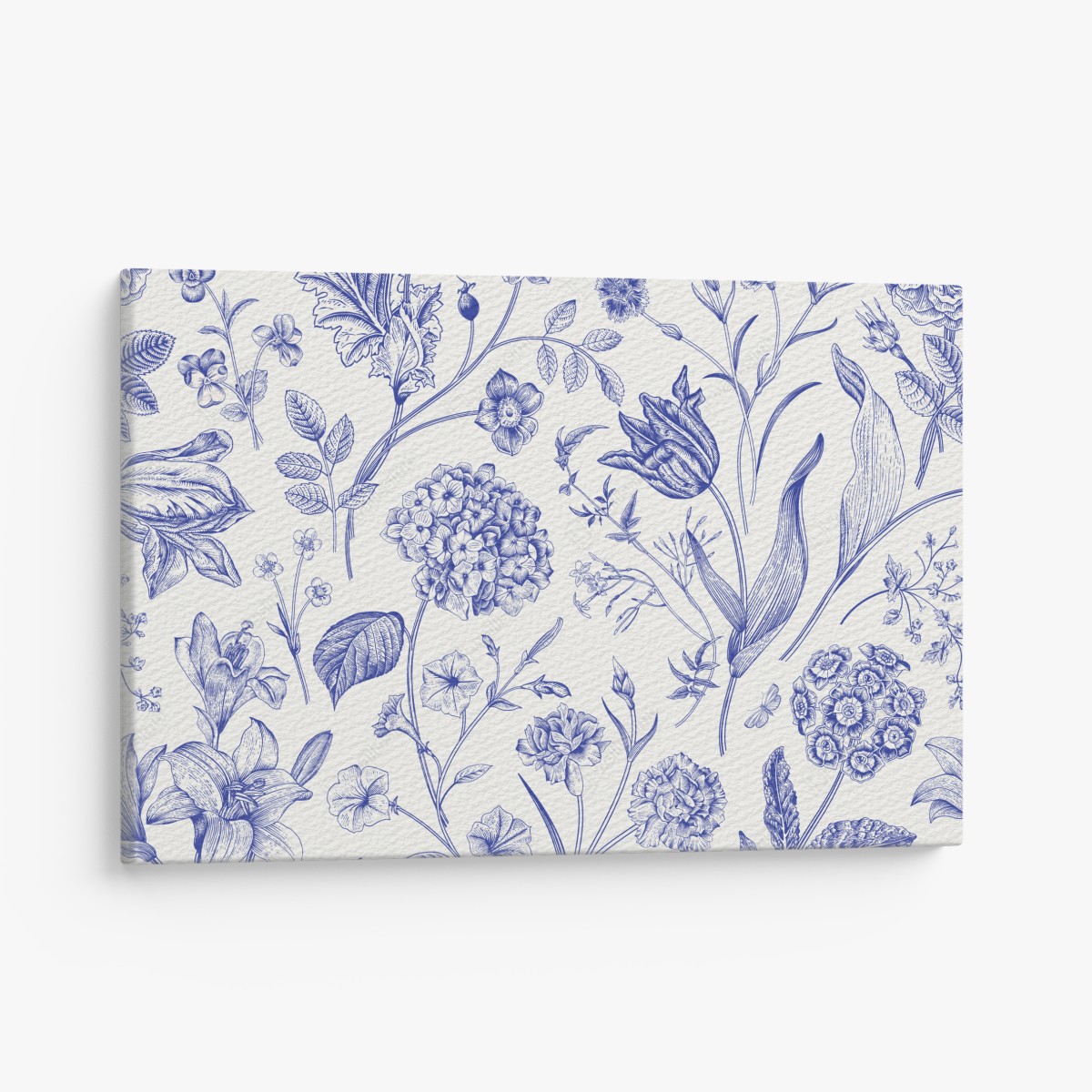 Canvas print classic blue toile floral pattern