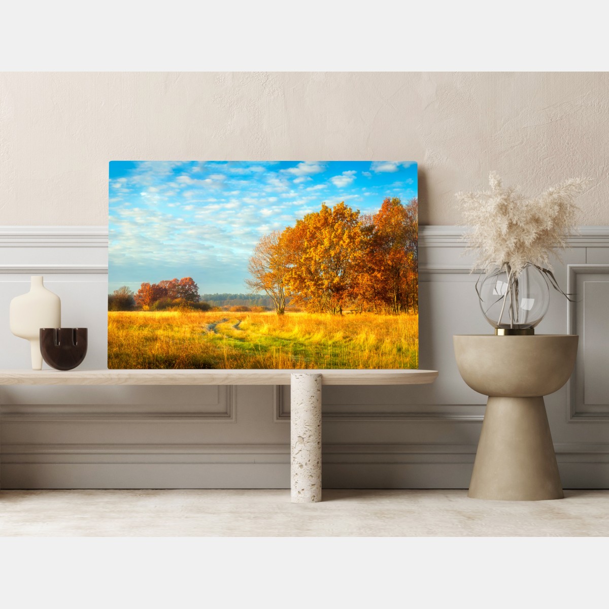 Obraz na płótnie złota jesienna łąka – Wallissimo® Obraz na płótnie złota jesienna łąka – Wallissimo®