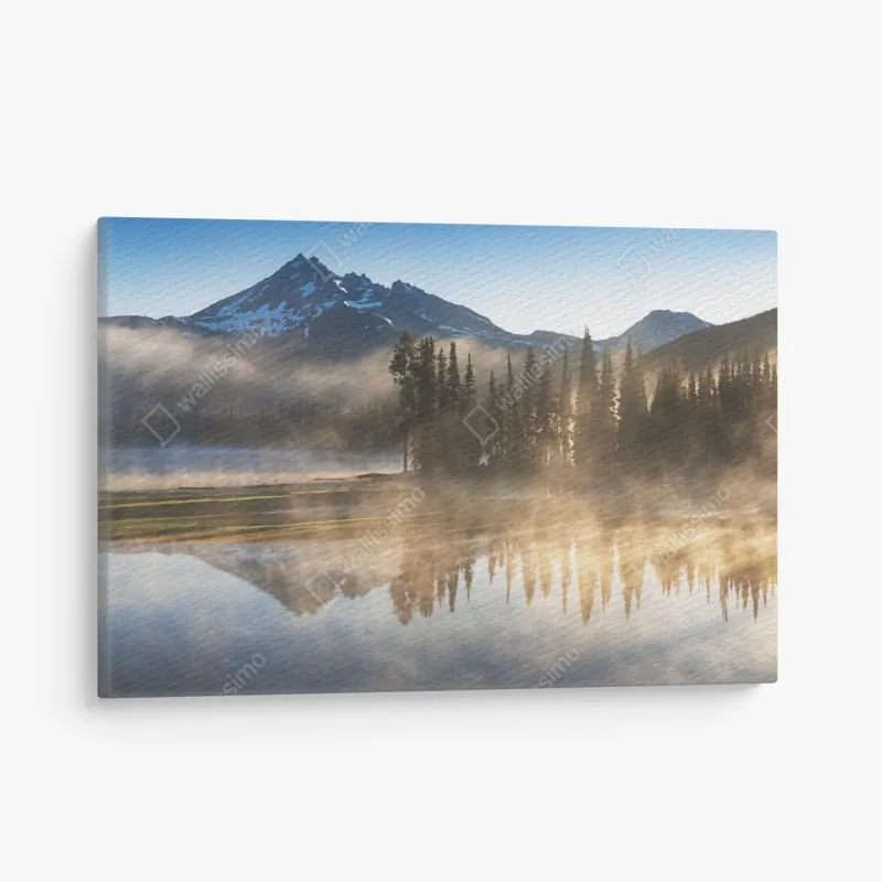 Obraz na płótnie zimowa mgła nad lasem iglastym – Wallissimo®