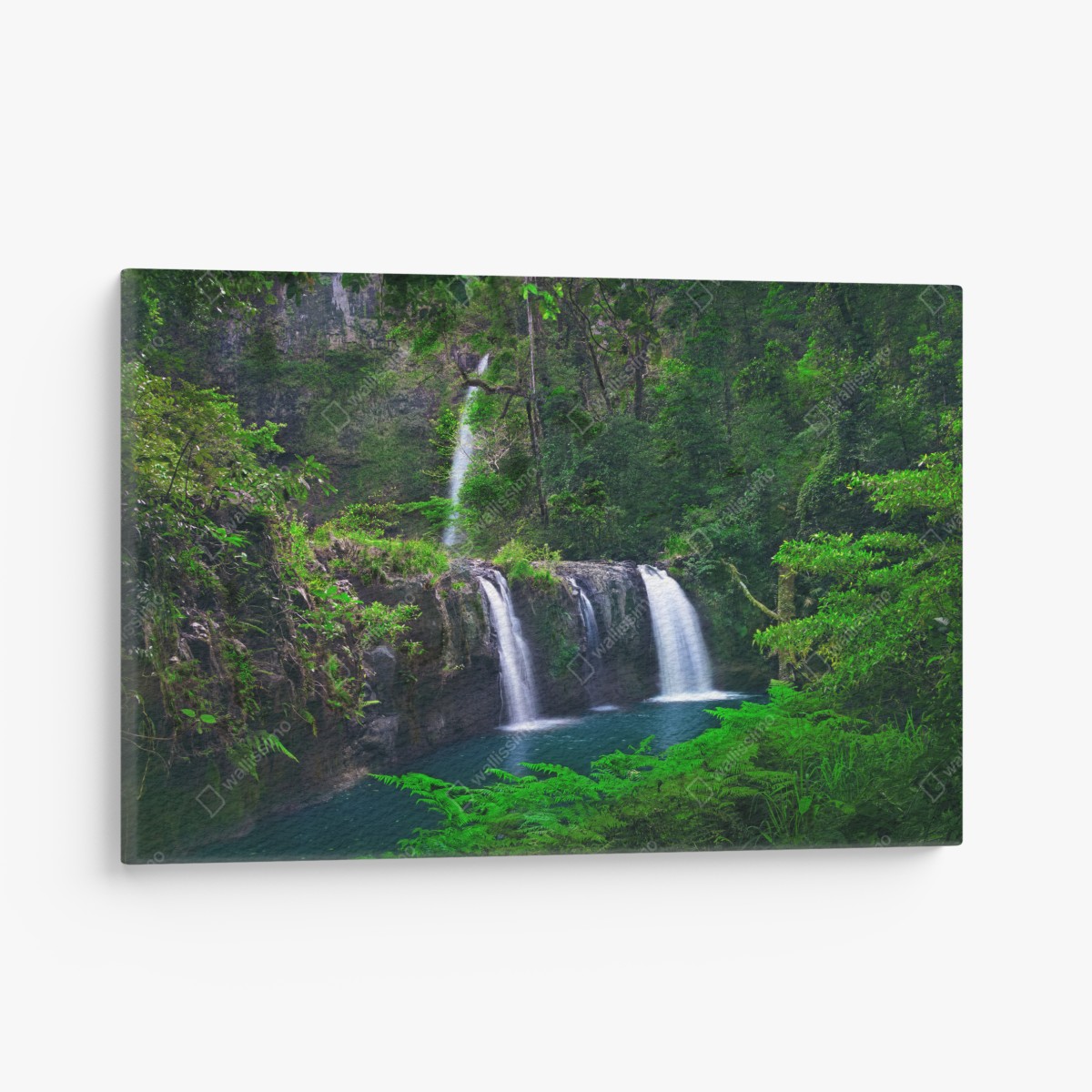 Canvas print calming waterfall in emerald forest