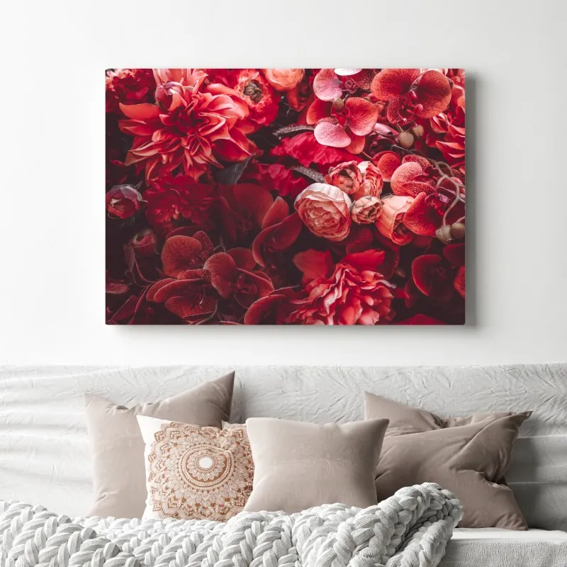 Obraz na płótnie kwiatowa symfonia w odcieniach czerwieni – Wallissimo® Obraz na płótnie kwiatowa symfonia w odcieniach czerwieni – Wallissimo®