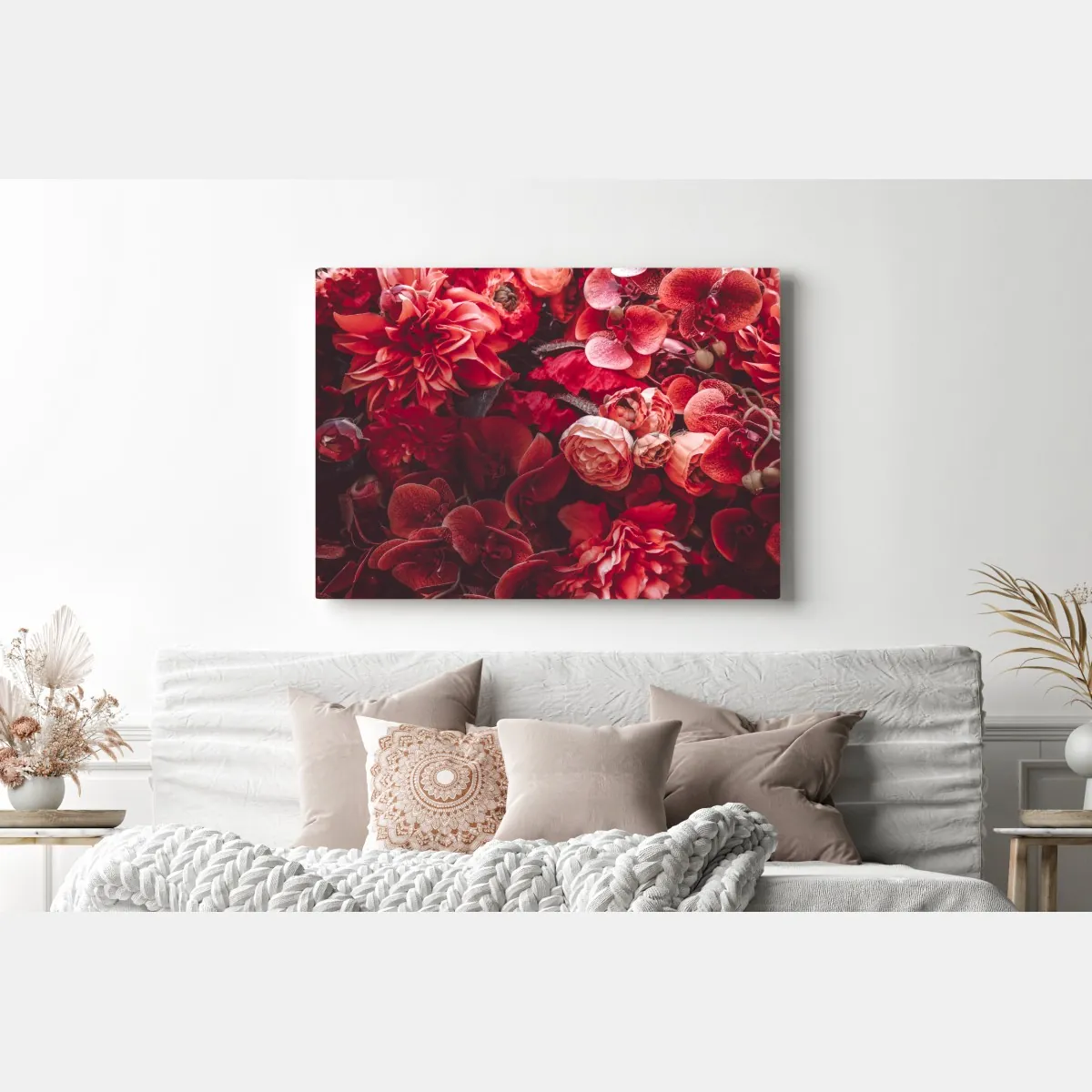 Obraz na płótnie kwiatowa symfonia w odcieniach czerwieni – Wallissimo® Obraz na płótnie kwiatowa symfonia w odcieniach czerwieni – Wallissimo®