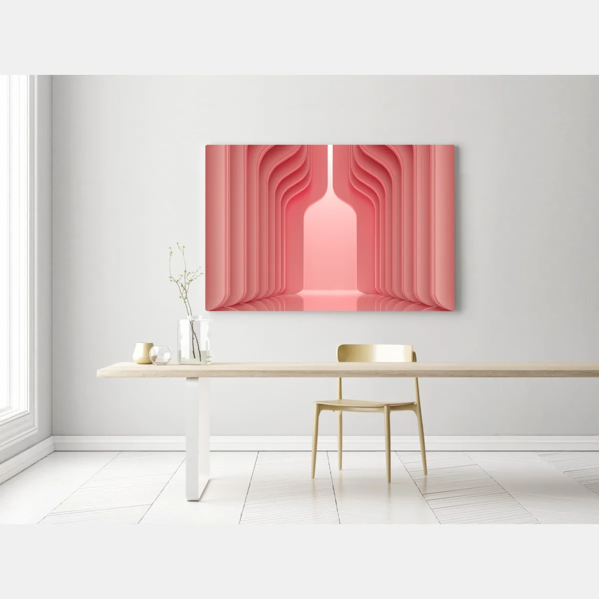 Obraz na płótnie nowoczesne luksusowe wnętrze w odcieniach koralowego różu – Wallissimo® Obraz na płótnie nowoczesne luksusowe wnętrze w odcieniach koralowego różu – Wallissimo®