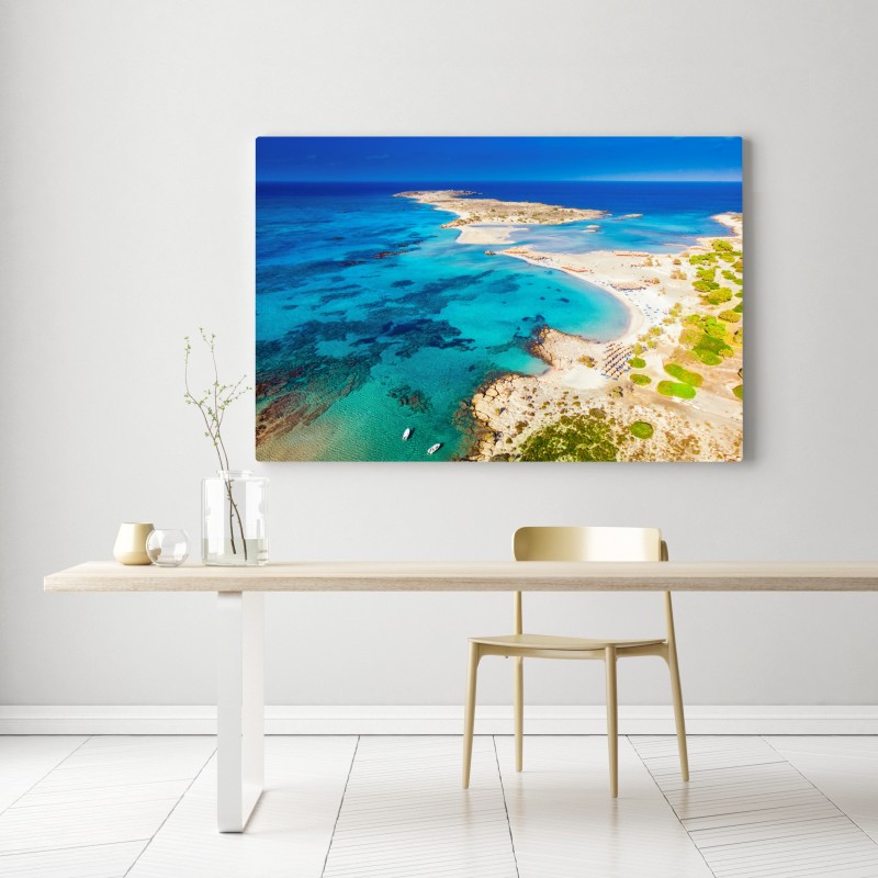 Obraz na płótnie plaża Elafonissi, Kreta turkusowa laguna – Wallissimo® Obraz na płótnie plaża Elafonissi, Kreta turkusowa laguna – Wallissimo®