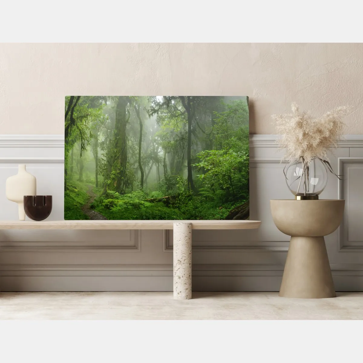 Obraz na płótnie mglisty tropikalny szlak w dżungli – Wallissimo® Obraz na płótnie mglisty tropikalny szlak w dżungli – Wallissimo®