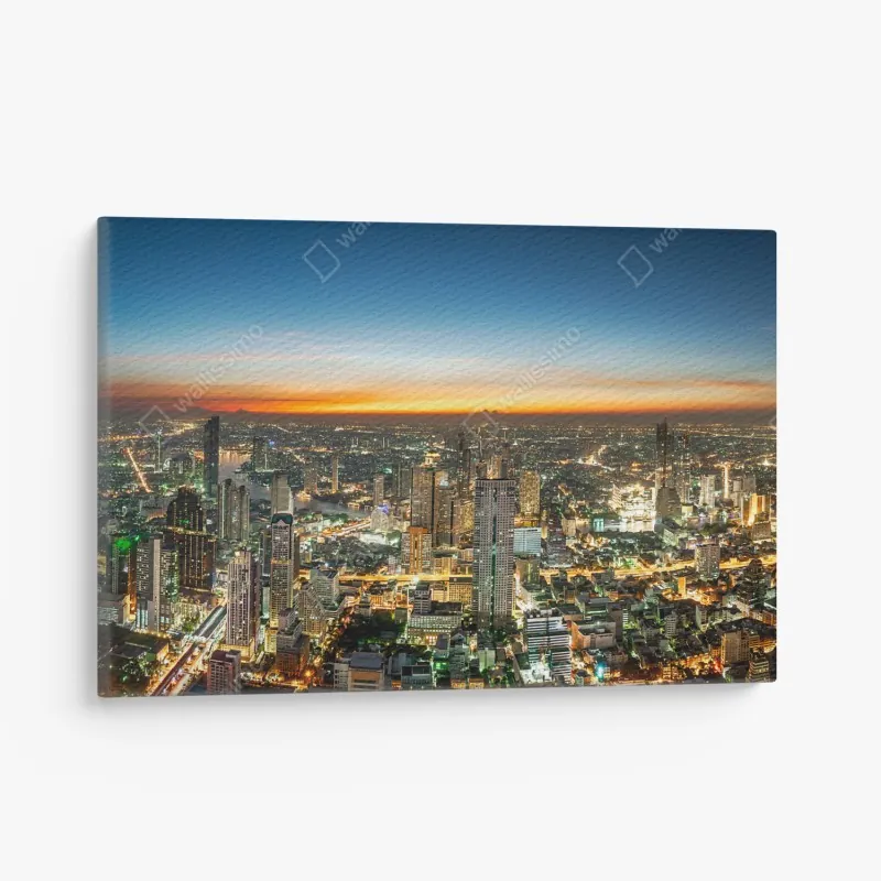 Obraz na płótnie panorama Bostonu o zachodzie słońca z mostami Zakim i Tobin – Wallissimo®