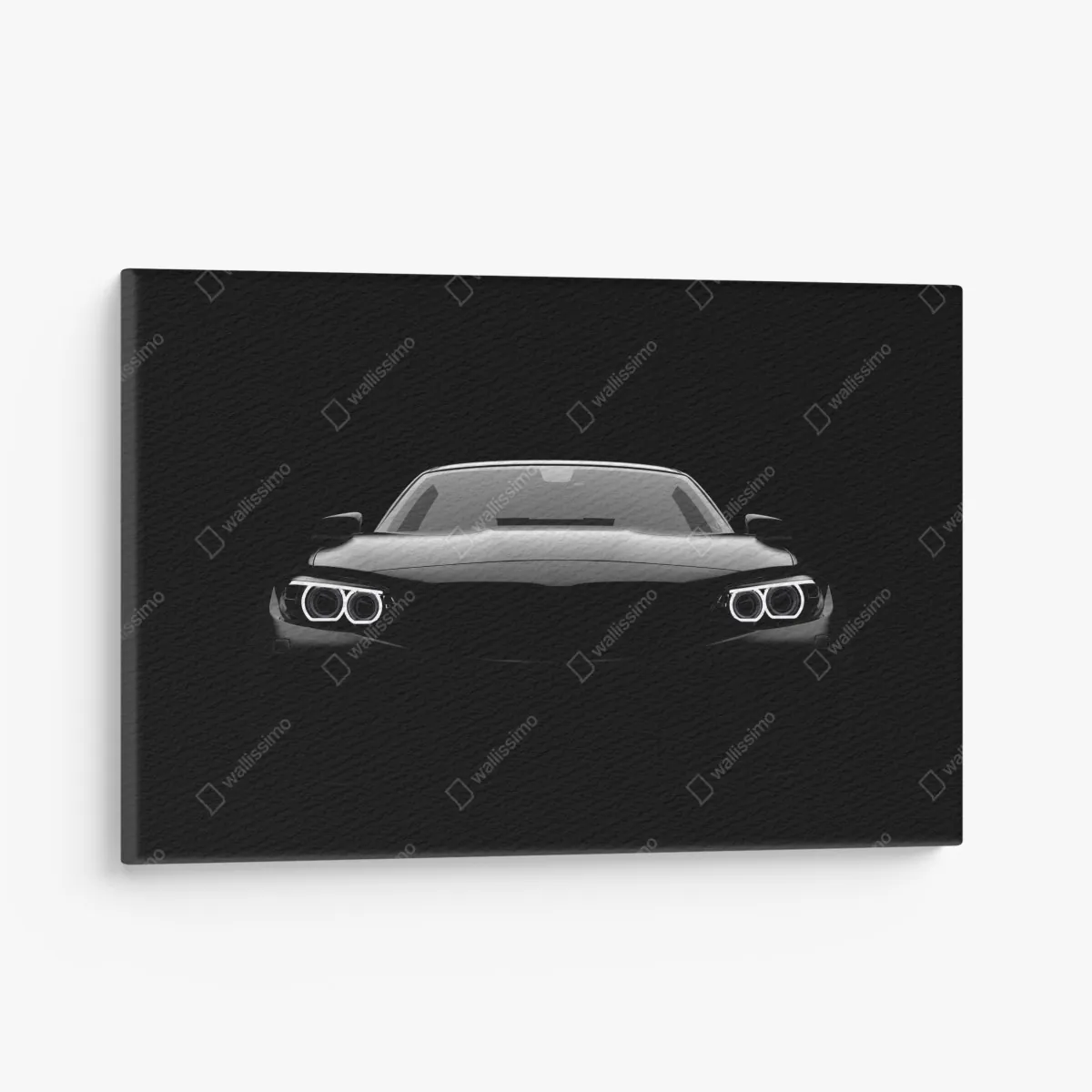 Obraz na płótnie szykowny czarny samochód sportowy z przodu – Wallissimo® Obraz na płótnie szykowny czarny samochód sportowy z przodu – Wallissimo®