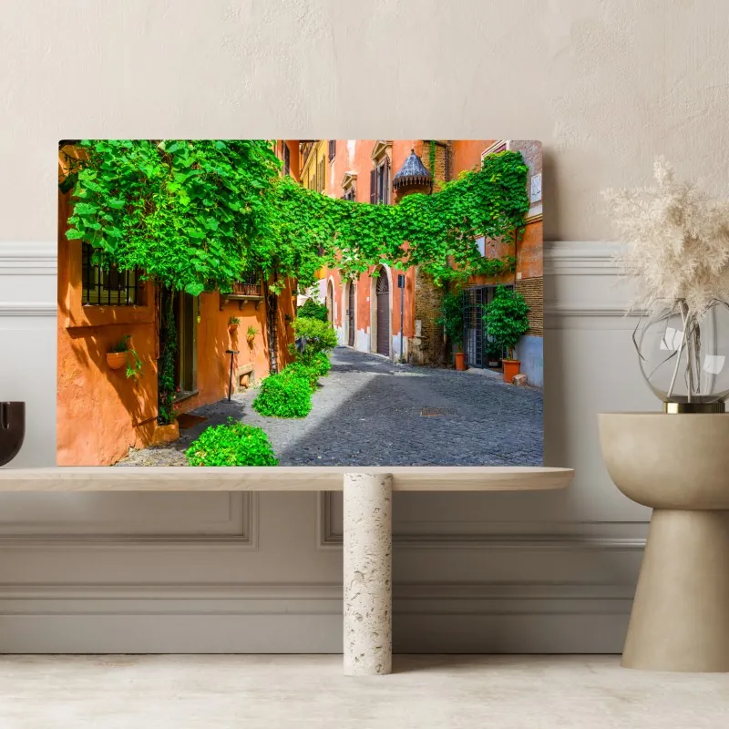 Obraz na płótnie malownicza uliczka w Trastevere, Rzym – Wallissimo® Obraz na płótnie malownicza uliczka w Trastevere, Rzym – Wallissimo®