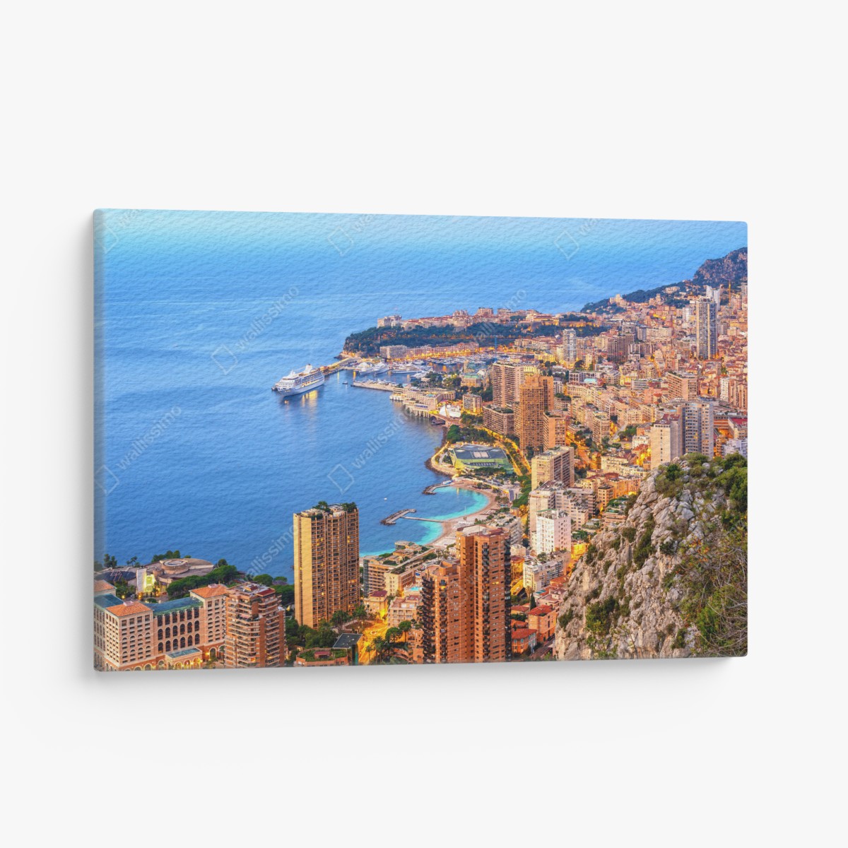 Canvas print Monaco coastal cityscape at dusk