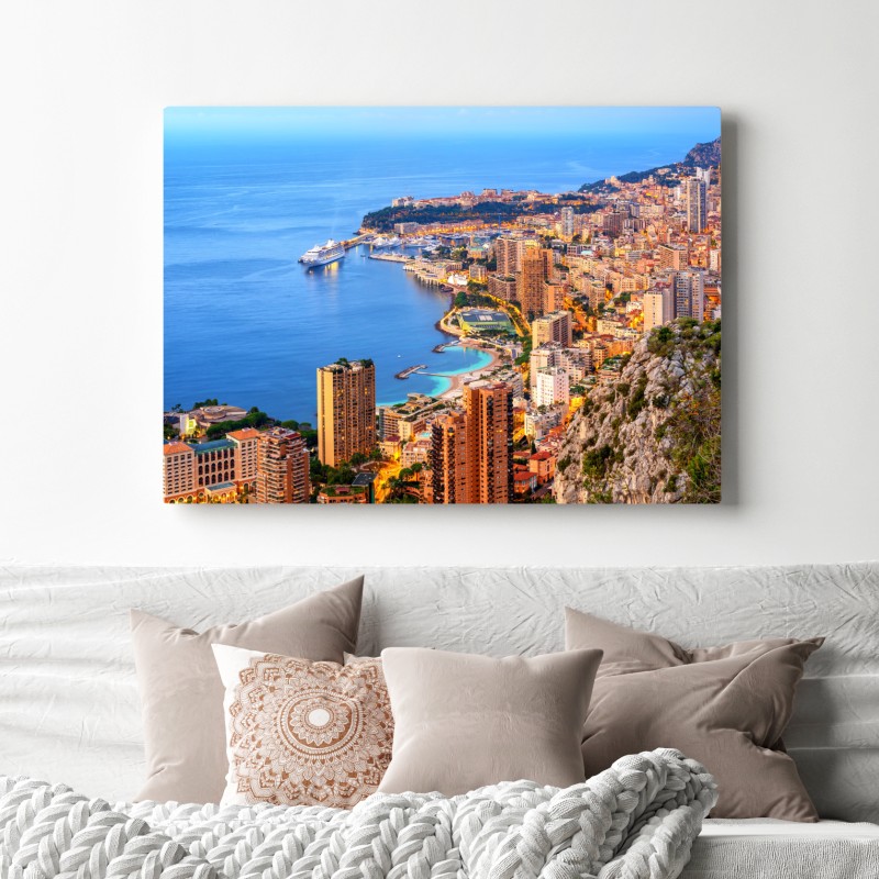 Obraz na płótnie Monako panorama wybrzeża o zmierzchu – Wallissimo® Obraz na płótnie Monako panorama wybrzeża o zmierzchu – Wallissimo®