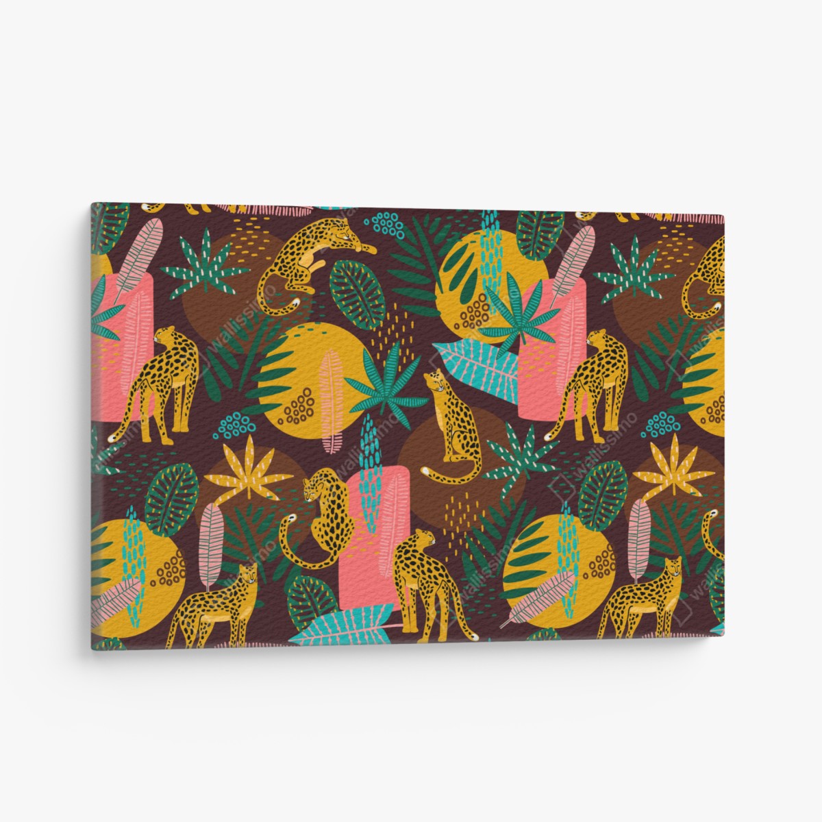Canvas print tropical cheetah pattern with vibrant leaves