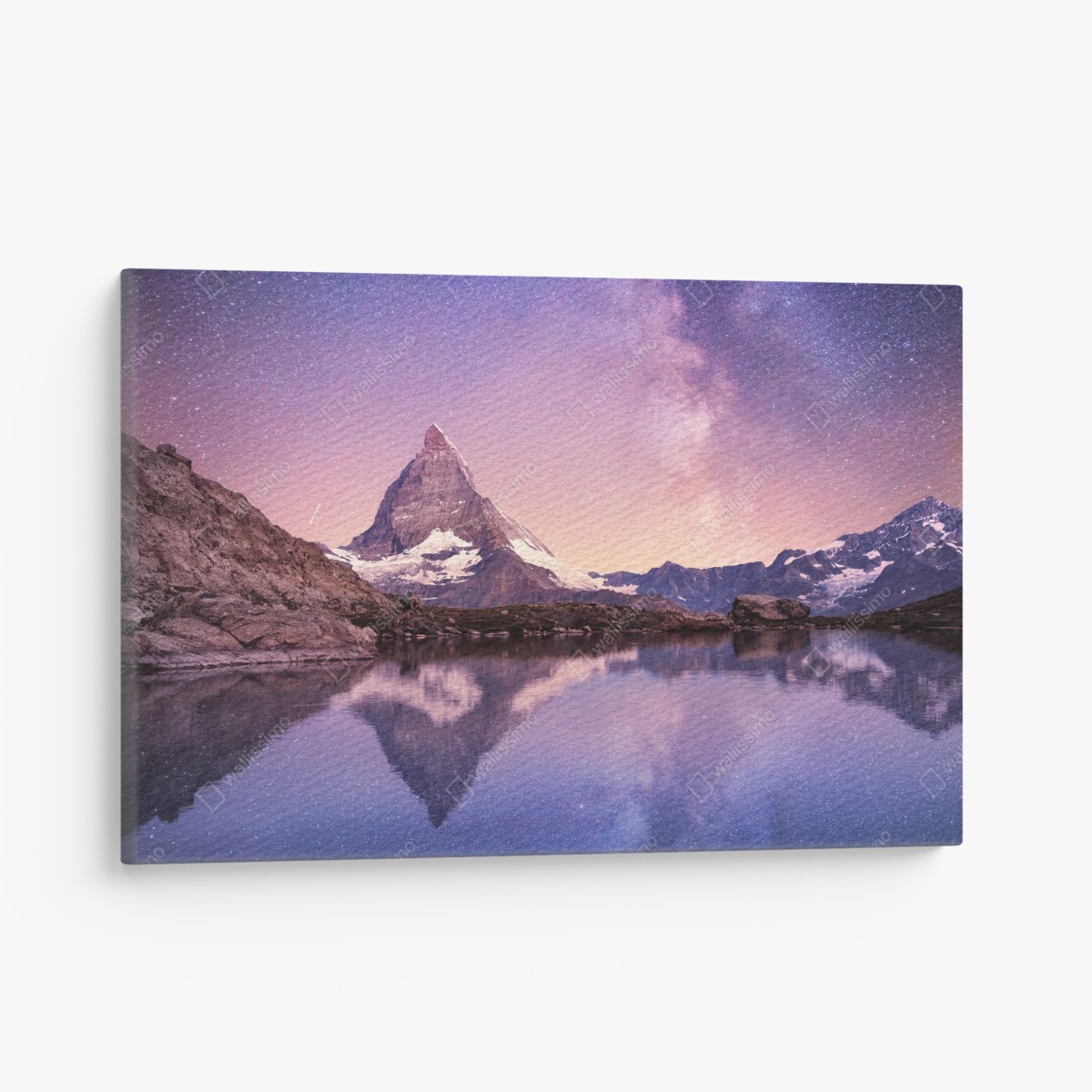 Canvas print Matterhorn reflection under the Milky Way
