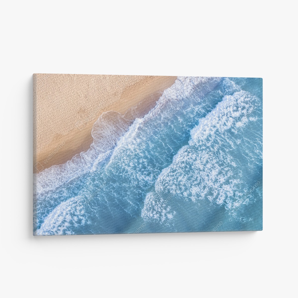 Canvas print aerial view of turquoise waves on sandy beach