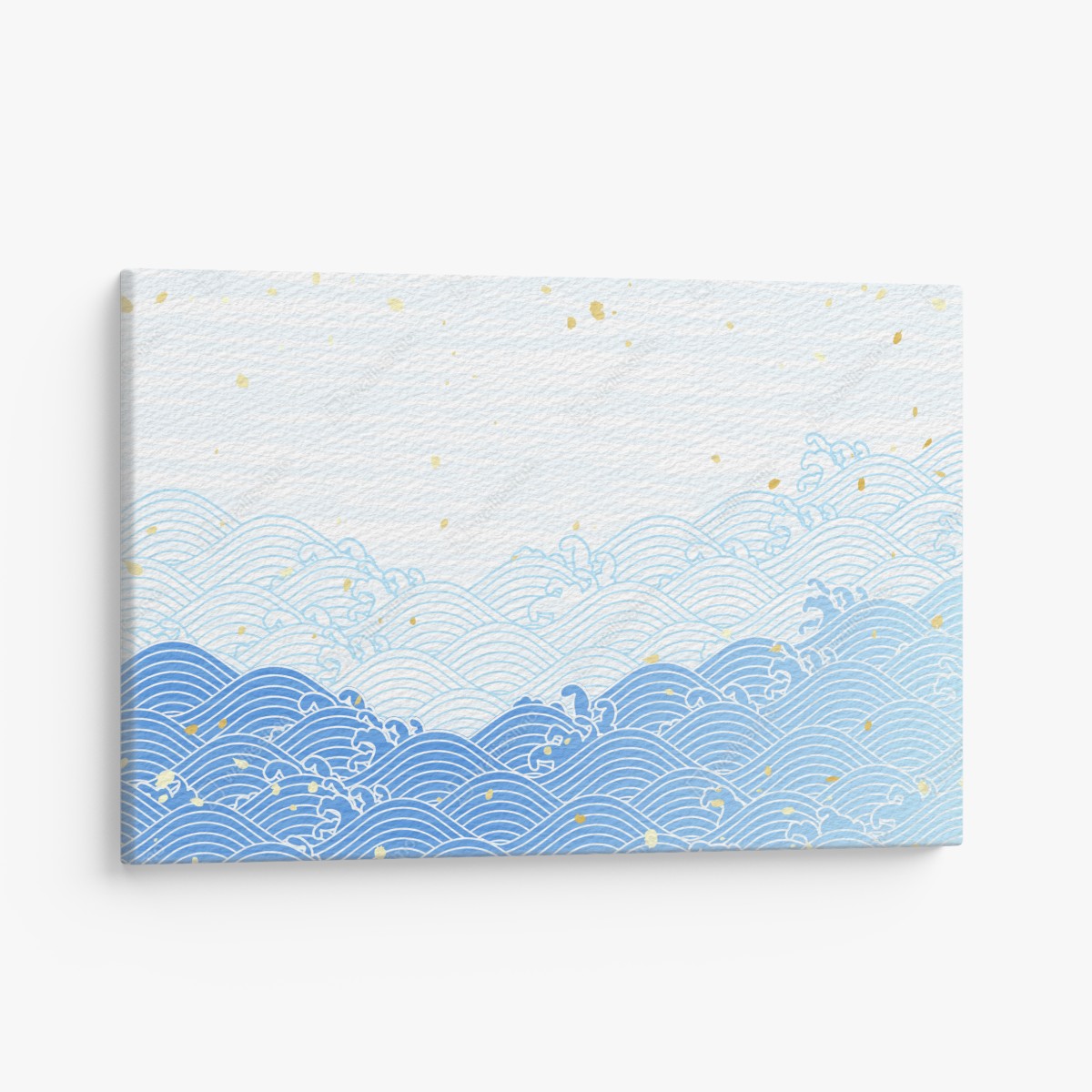 Canvas print calm blue waves with gold accents