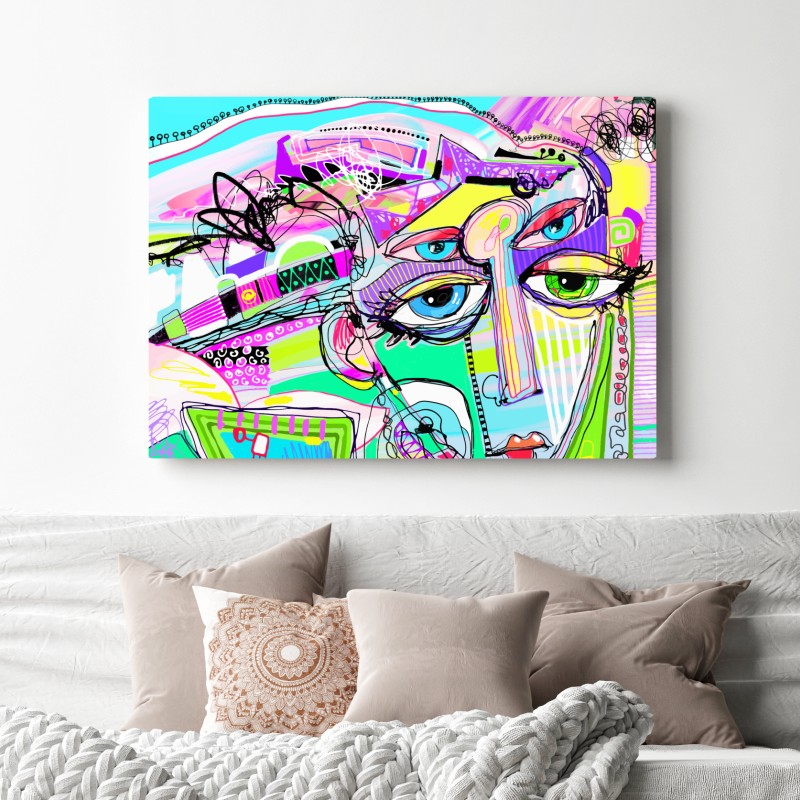 Obraz na płótnie abstrakcyjna twarz w żywych kolorach – Wallissimo® Obraz na płótnie abstrakcyjna twarz w żywych kolorach – Wallissimo®