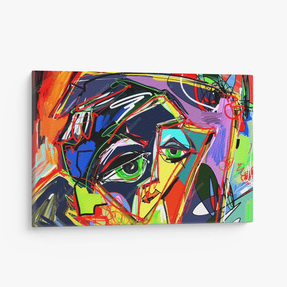 Obraz na płótnie kolorowy abstrakcyjny portret twarzy – Wallissimo® Obraz na płótnie kolorowy abstrakcyjny portret twarzy – Wallissimo®